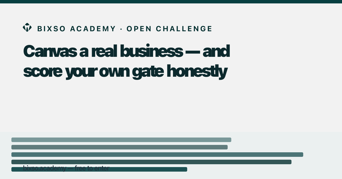 The First BSC Challenge — canvas a real business, pass the gate